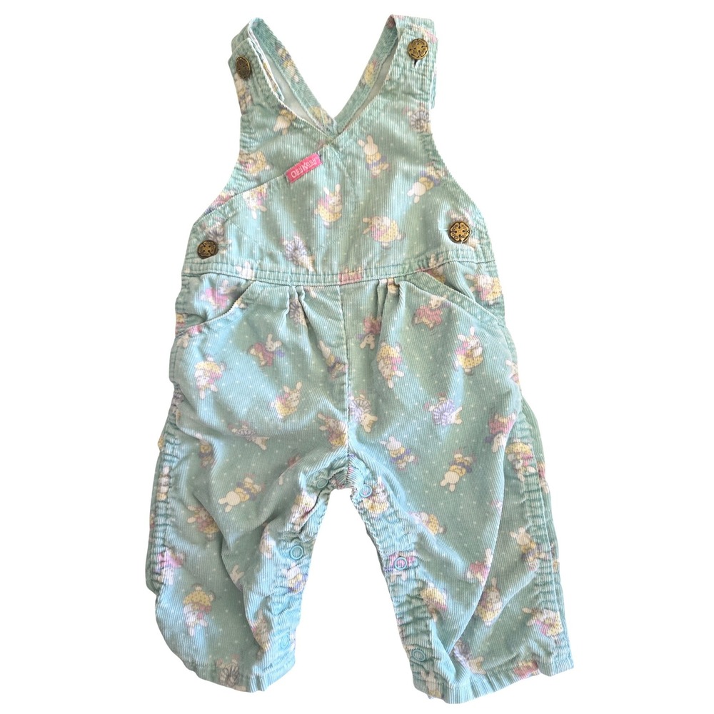 OshKosh Baby 3-6 Months Overalls Vintage Bunny Corduroy Vestbak USA Made Girls